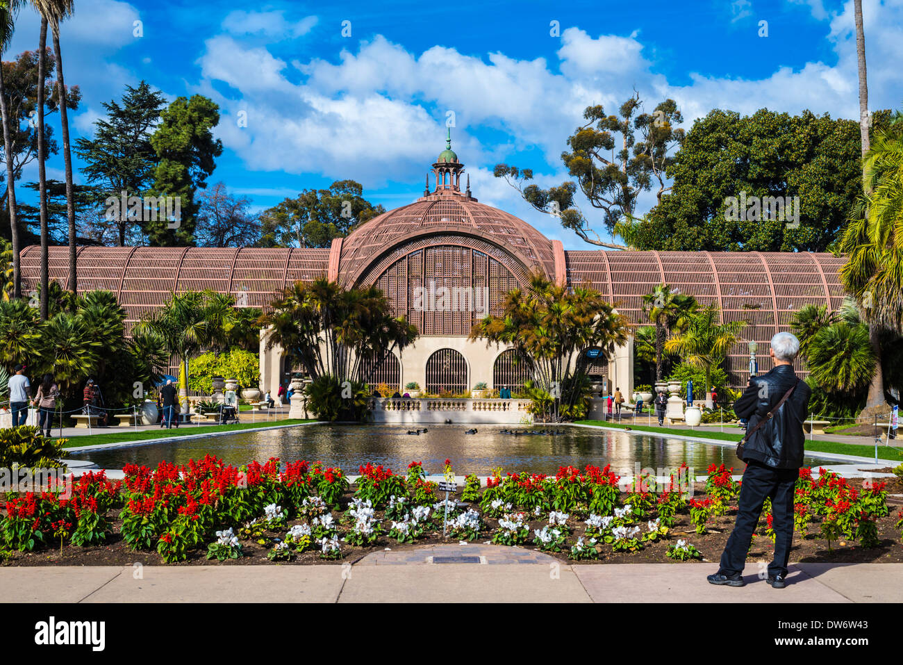 Bâtiment botanique et étang, Balboa Park. San Diego, Californie, États-Unis. Banque D'Images
