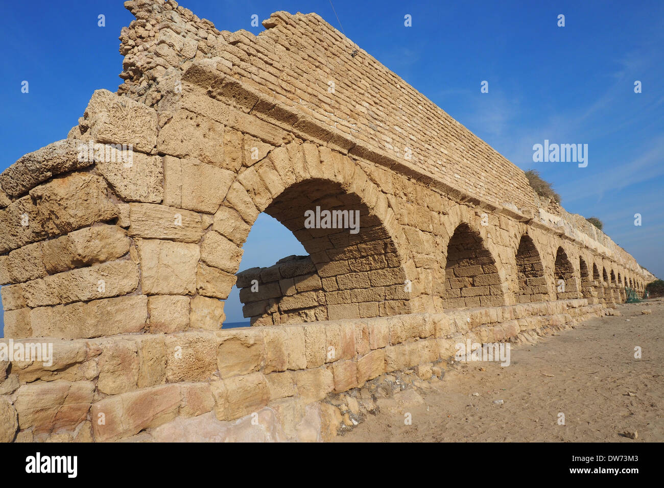 Aqueduc romain de Césarée Maritima Parc National Israël Banque D'Images