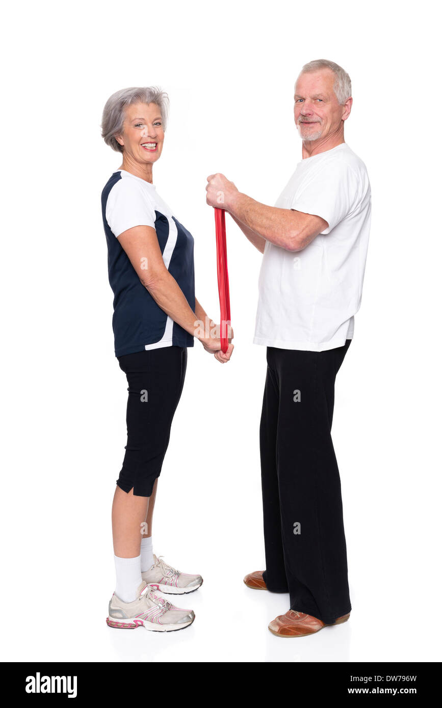 Senior couple in front of white background Banque D'Images