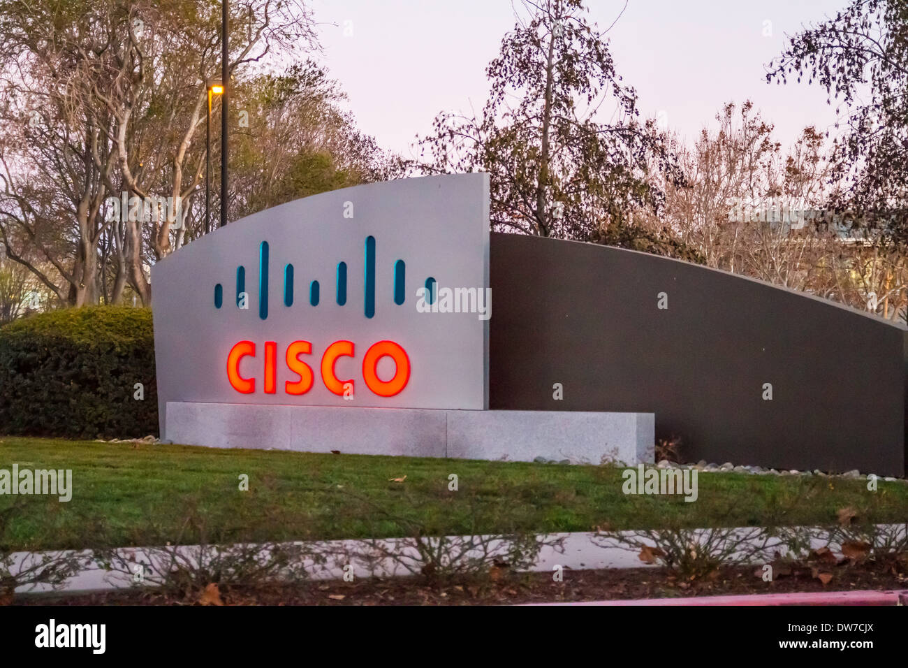 Un signe de Cisco Systems à San Jose en Californie Banque D'Images