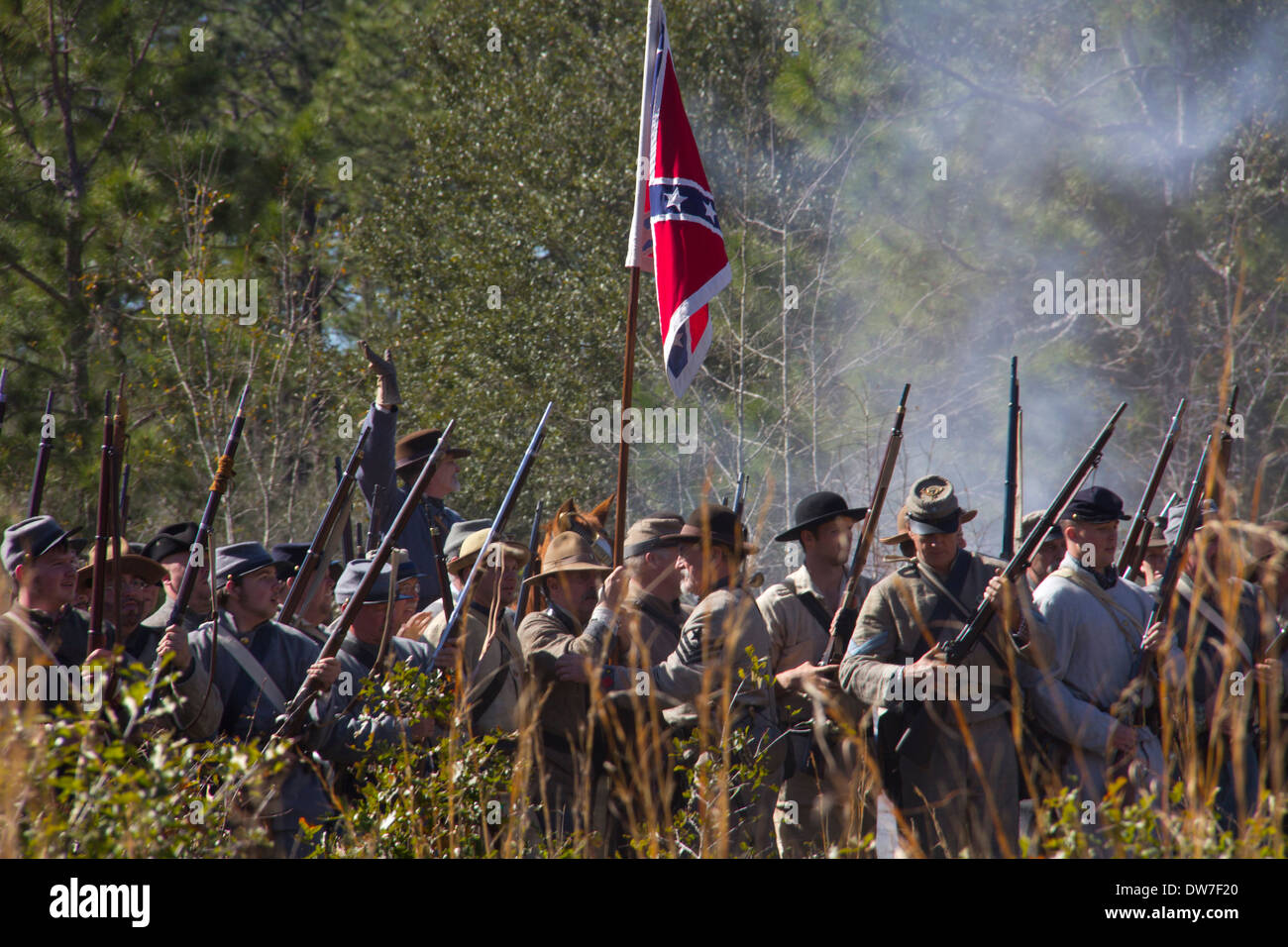 De reconstitution de la bataille d'Olustee, Olustee Battlefield Historic State Park près de Lake City, Floride, USA Banque D'Images