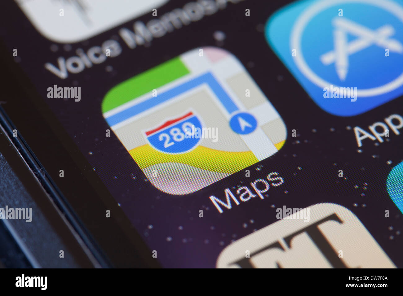 L'icône de l'application Apple maps sur téléphone mobile. Banque D'Images