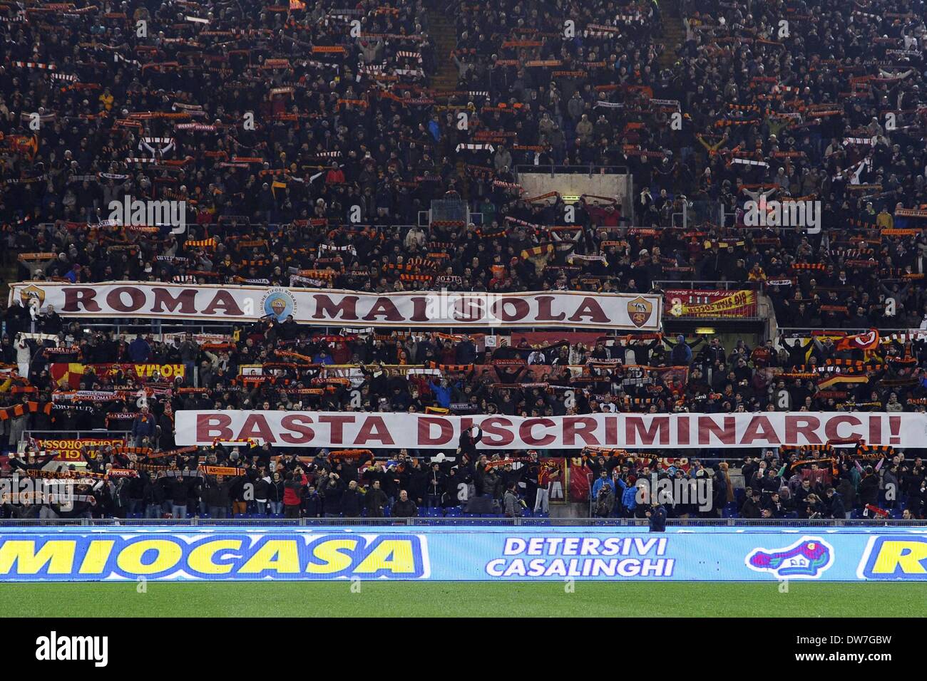 Rome, Italie. 06Th Mar, 2014. 01/03/2014 Roms Mg - campionato di calcio serie A / Roma-Inter / foto Matteo Gribaudi/Image nella foto : striscione Sport tifosi Roma © Plus Sport Action/Alamy Live News Banque D'Images