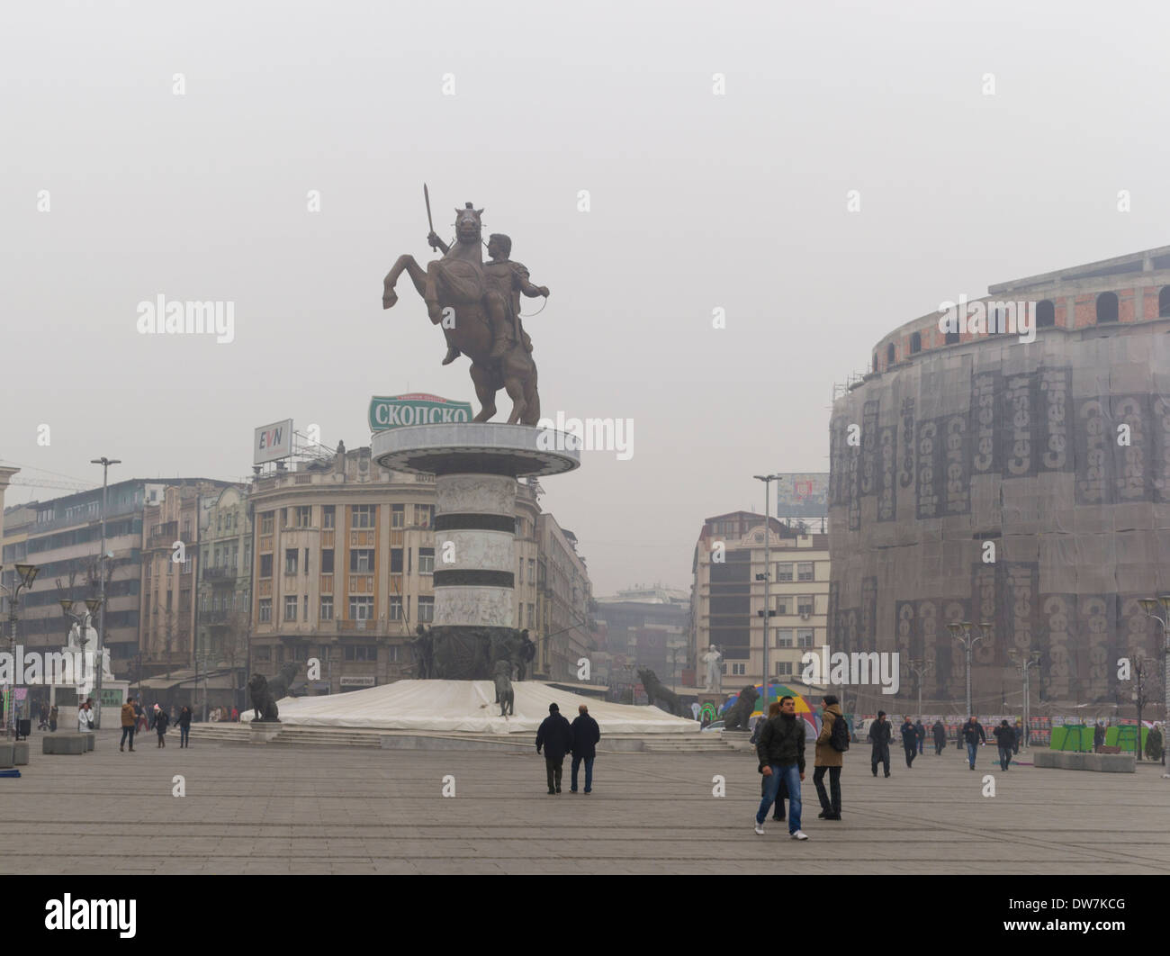 Guerrier sur un cheval, statue d'Alexandre le Grand de Skopje, Macédoine (ARYM) Banque D'Images