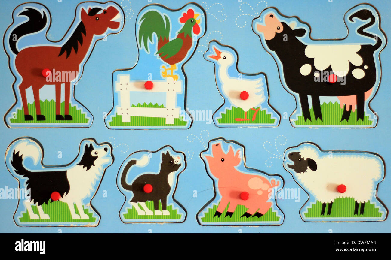 Les animaux de ferme son jouet pour enfants Banque D'Images