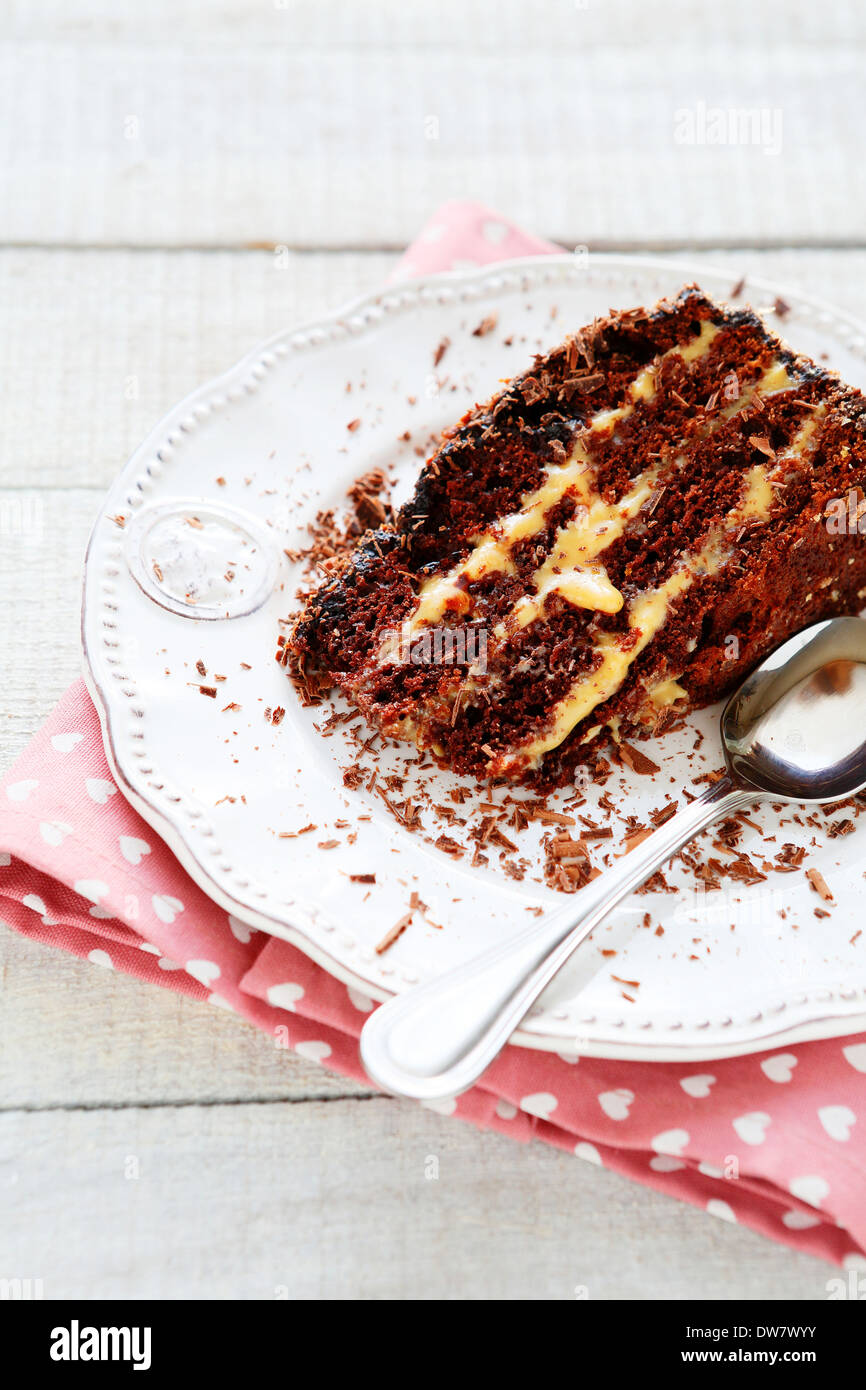 Morceau de chocolat Gâteau au café, de l'alimentation libre Banque D'Images