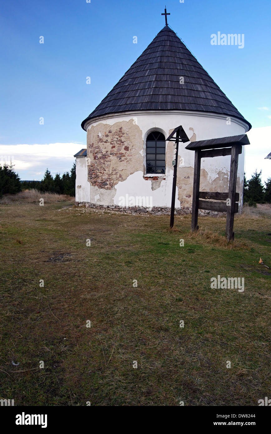 Kunstatska kaple sur les montagnes Orlicke hory Banque D'Images