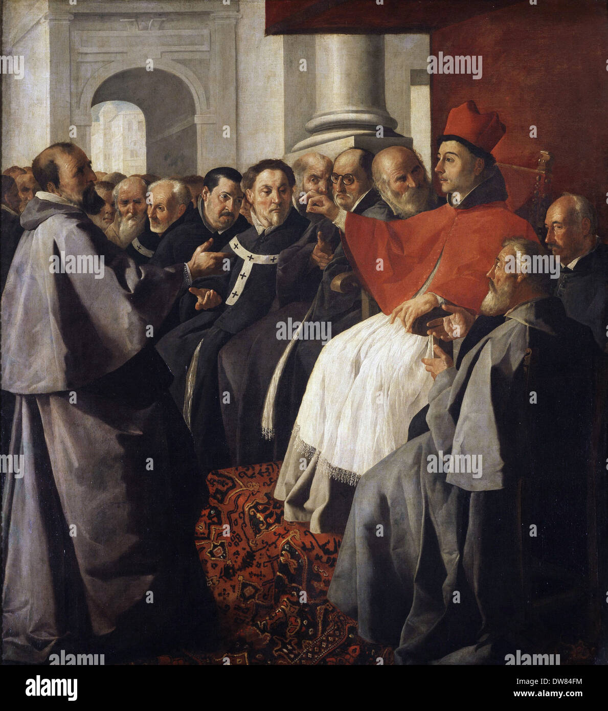 Francisco de Zurbarán - St Bonaventura au Conseil de Lyon - Musée Du Louvre Paris Banque D'Images