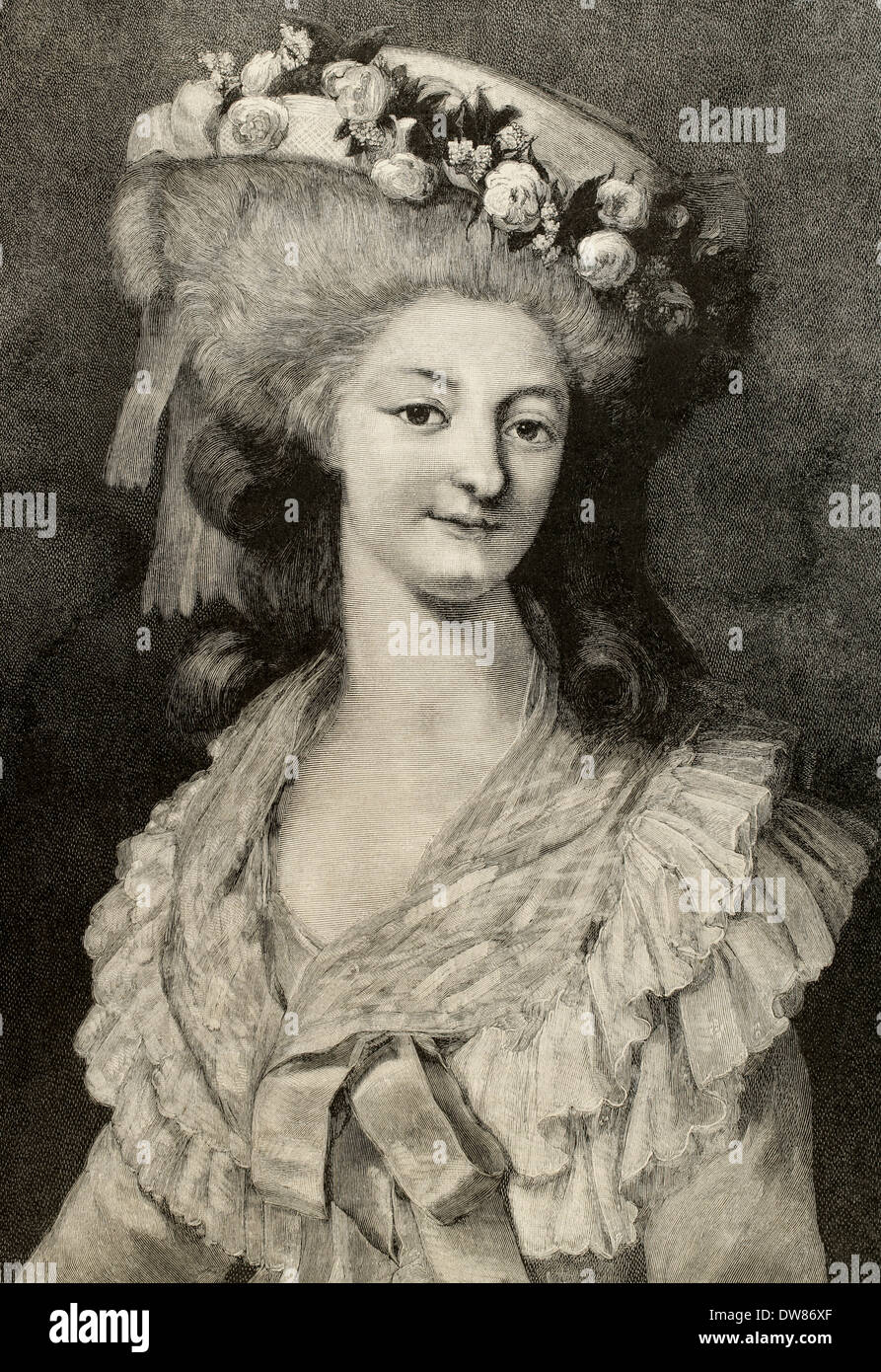 La princesse Marie Louise de Savoie (1749-1792). Confidente de la Reine Marie Antoinette. Portrait. La gravure. Banque D'Images