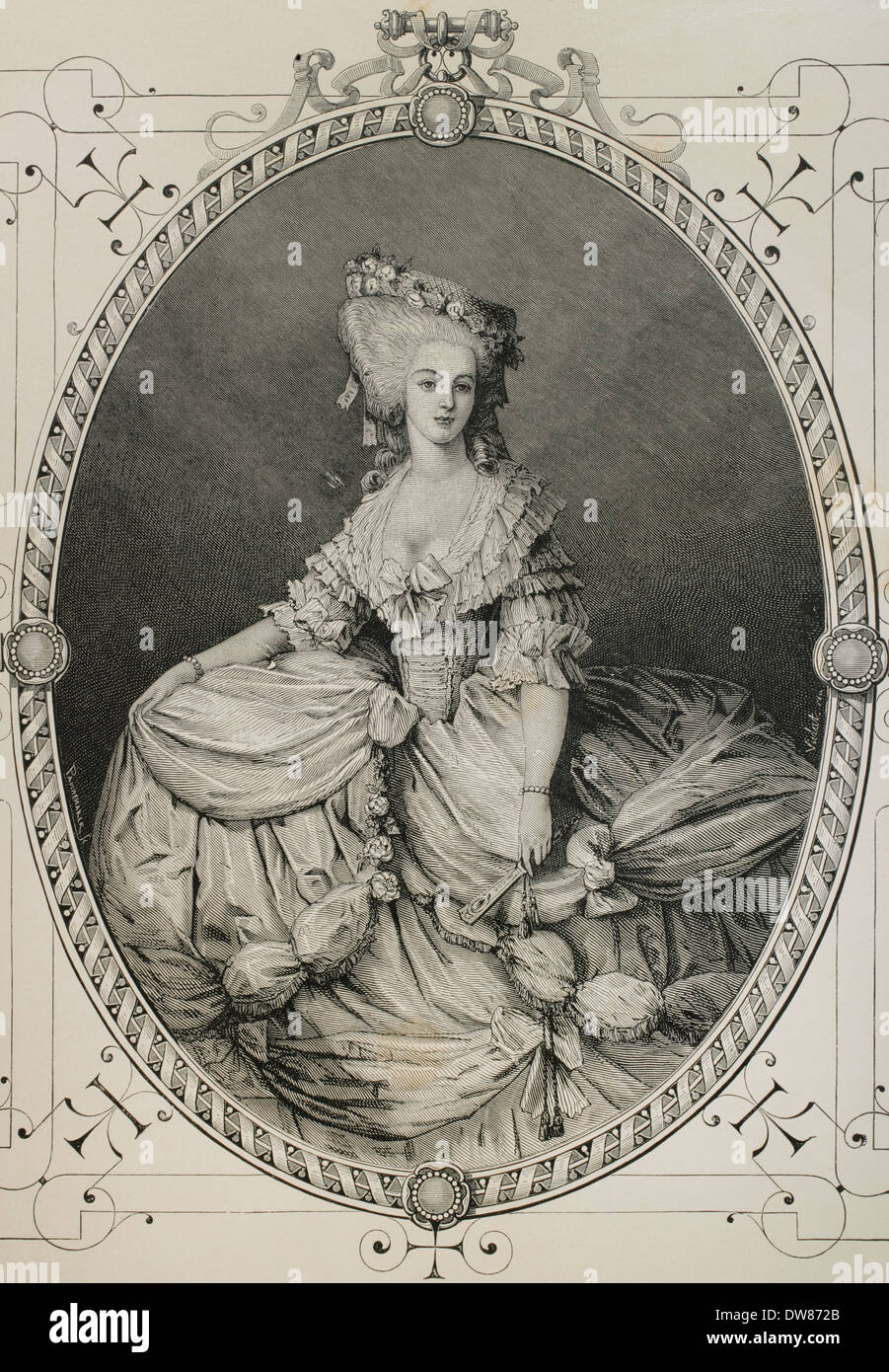 La princesse Marie Louise de Savoie (1749-1792). Confidente de la Reine Marie Antoinette. Portrait. La gravure. Banque D'Images