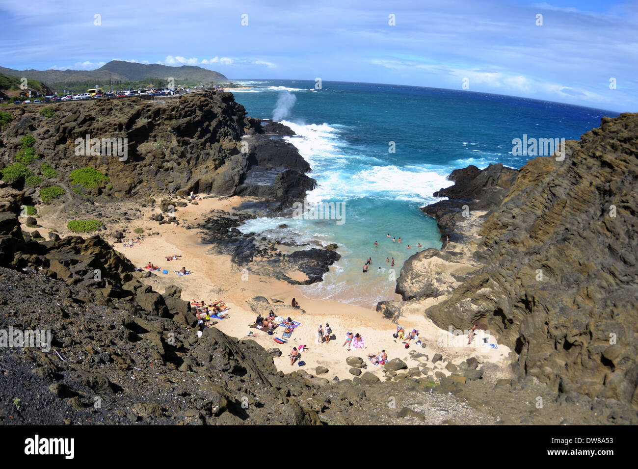 Halona Cove Beach' ou 'l'éternité, où le classique film 'From Here to Eternity' a été filmé, côte est d'Oahu, Hawaii, USA Banque D'Images
