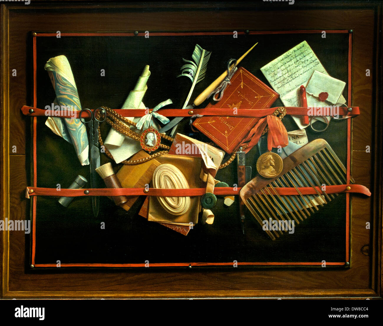 Augenbetrüger-Stilleben - Yeux scammers still life 1666 Samuel van Hoogstraten - 1627 1678 Pays-Bas Néerlandais Banque D'Images