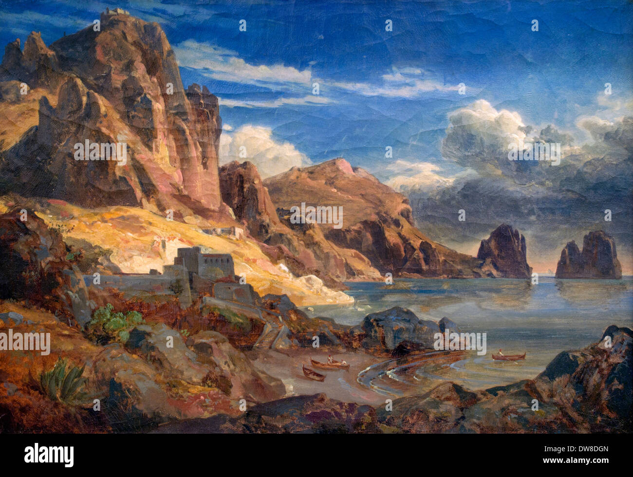 Côte de Capri avec vue sur les Faraglioni 1826 Johann Wilhelm Schirmer 1807 - 1863 Allemand Allemagne Banque D'Images