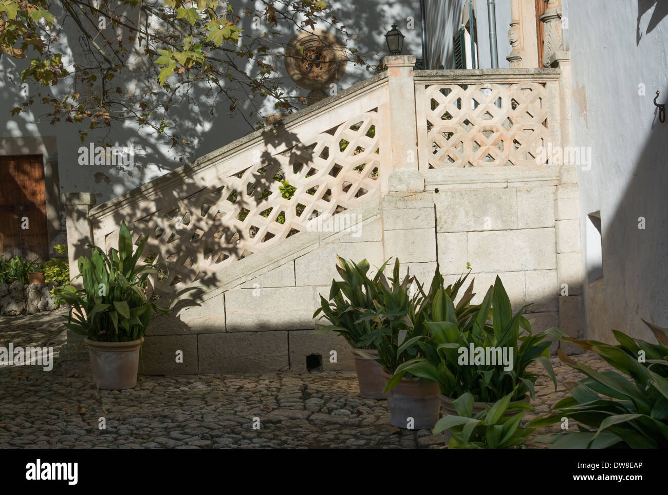 Détail entrée'Alfabia. Belle et complexe sur une entrée dans les jardins de Alfabia, Majorque, îles Baléares, Espagne Banque D'Images