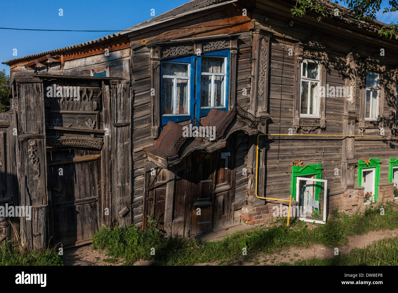 Sculpté dans l'architecture traditionnelle Kozmodemiansk, Mari El, de Russie Banque D'Images