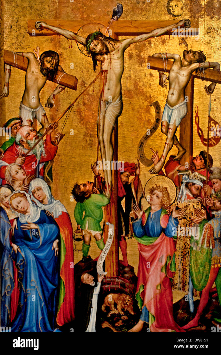 Crucifixion 1410 Strasbourg peut-être peintre Hermann Schadeberg France French Banque D'Images