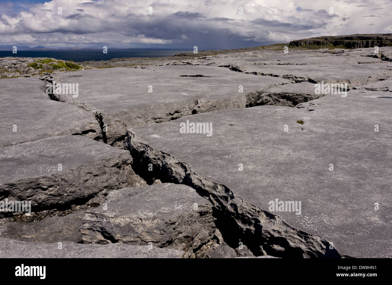 View of glaciated coastal lapiez Poulsallagh Le Burren Comté de Clare Irlande peuvent Banque D'Images