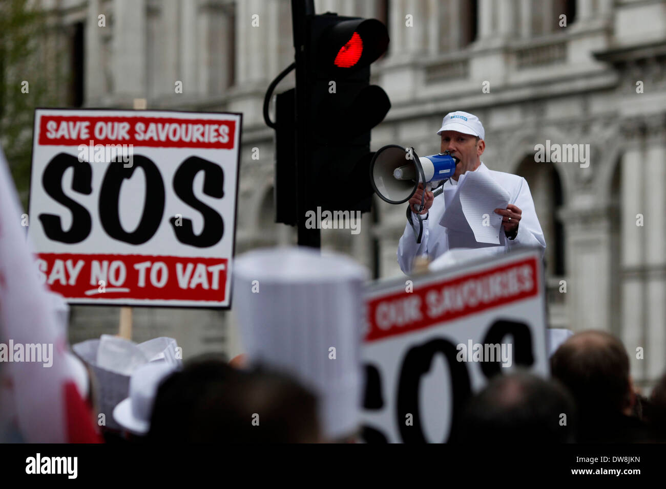 Fabricant pâteux de protestation devant Downing Street Banque D'Images