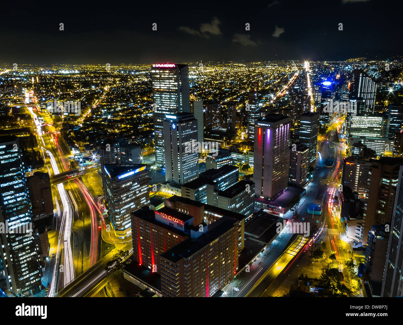 Bogota, par nuit Banque D'Images