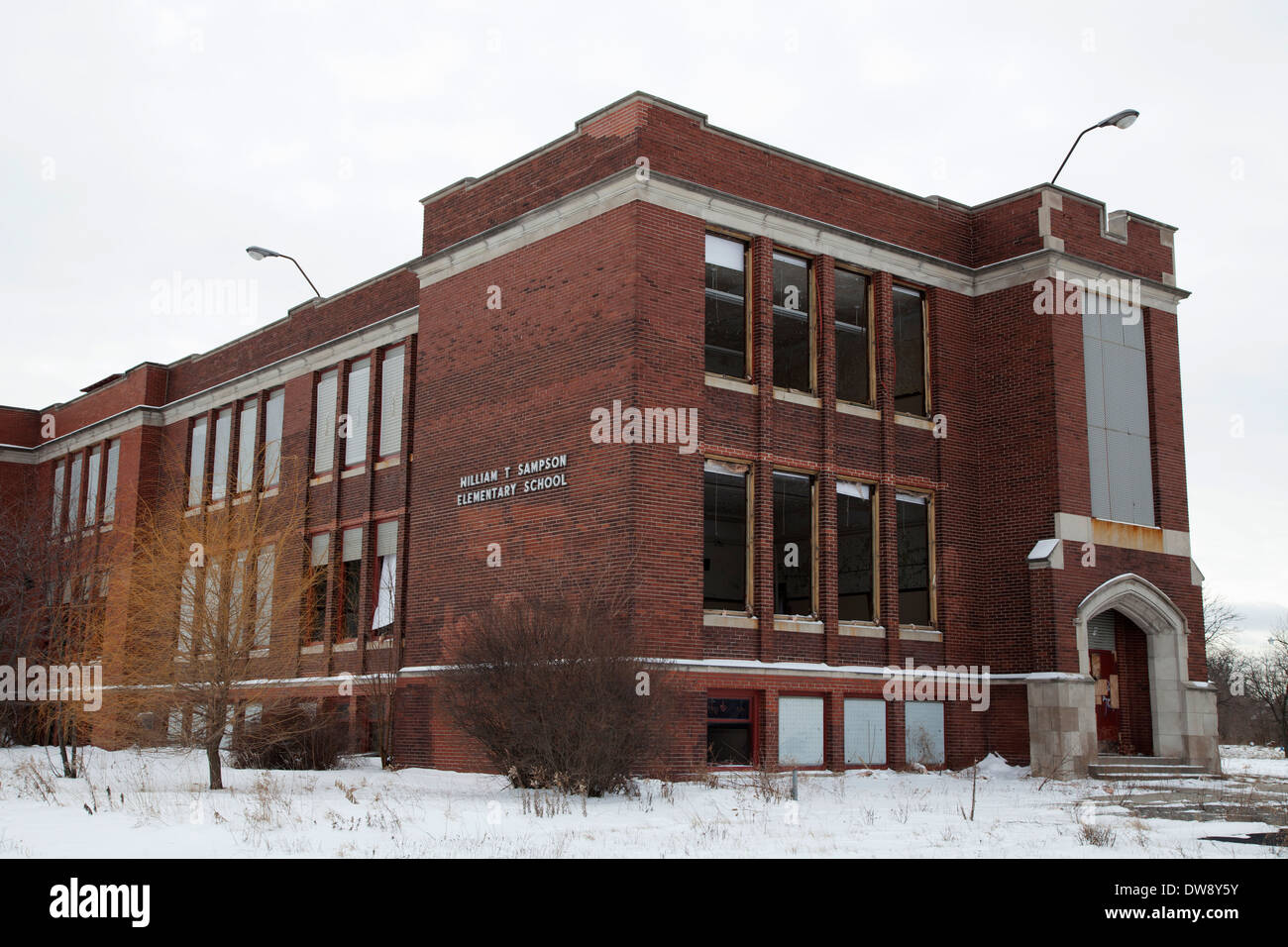 Bâtiment de l'école vacants, Detroit, Michigan, USA Banque D'Images