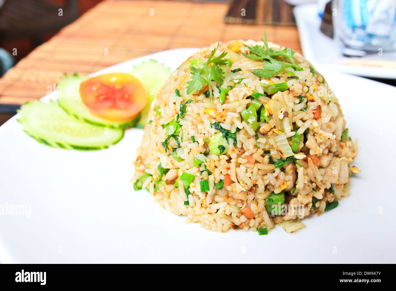 Riz frit ,cuisine thaïlandaise. Banque D'Images