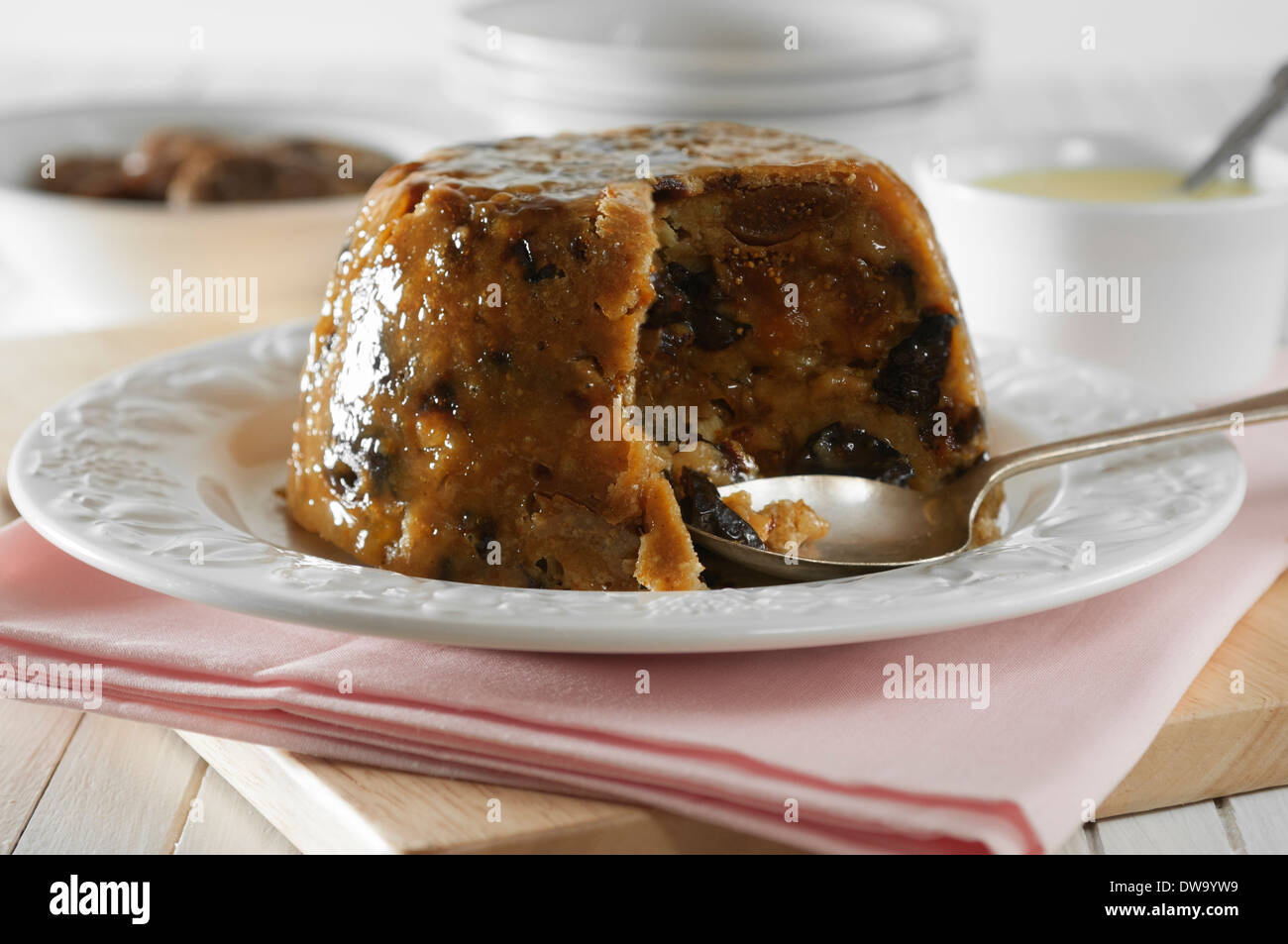 Figgy pudding. Fruits secs dessert traditionnel. UK Food Banque D'Images
