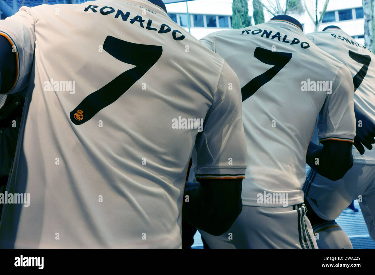 Shirt Ronaldo Real Madrid en boutique officielle au Bernabeu, Espagne Banque D'Images