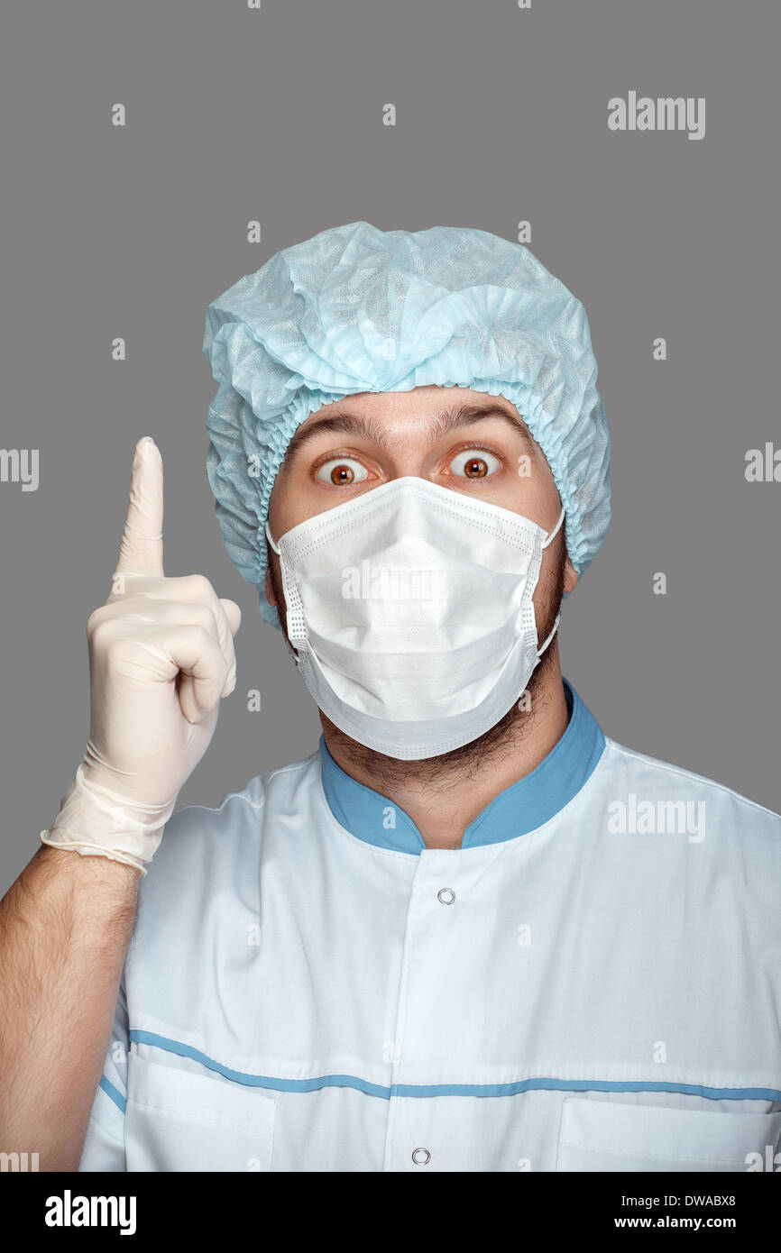 Fou de l'émotion sur les médecins font face à Banque D'Images