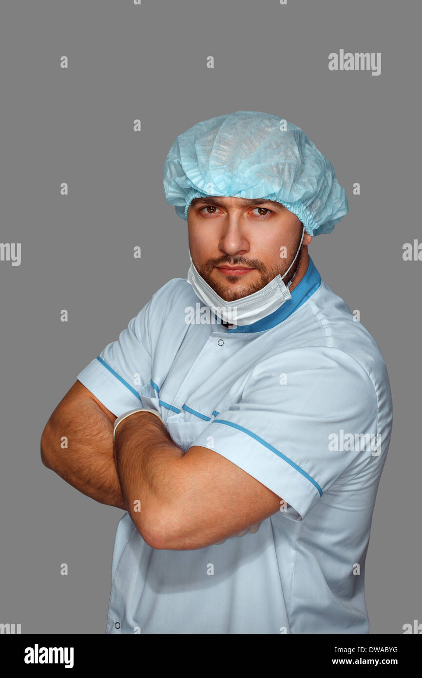 Fou de l'émotion sur les médecins font face à Banque D'Images