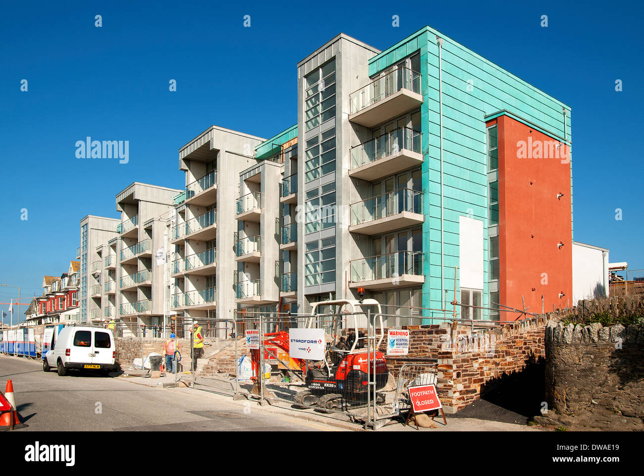 Maison de vacances appartements en construction près de la plage de fistral, Newquay, Cornwall, uk Banque D'Images