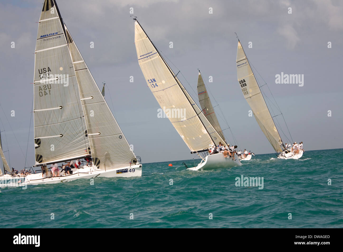 Bateaux de classe mondiale et les marins sont tirés chaque mois de janvier pour participer à la Régate Acura Key West, Key West, Floride, USA Banque D'Images