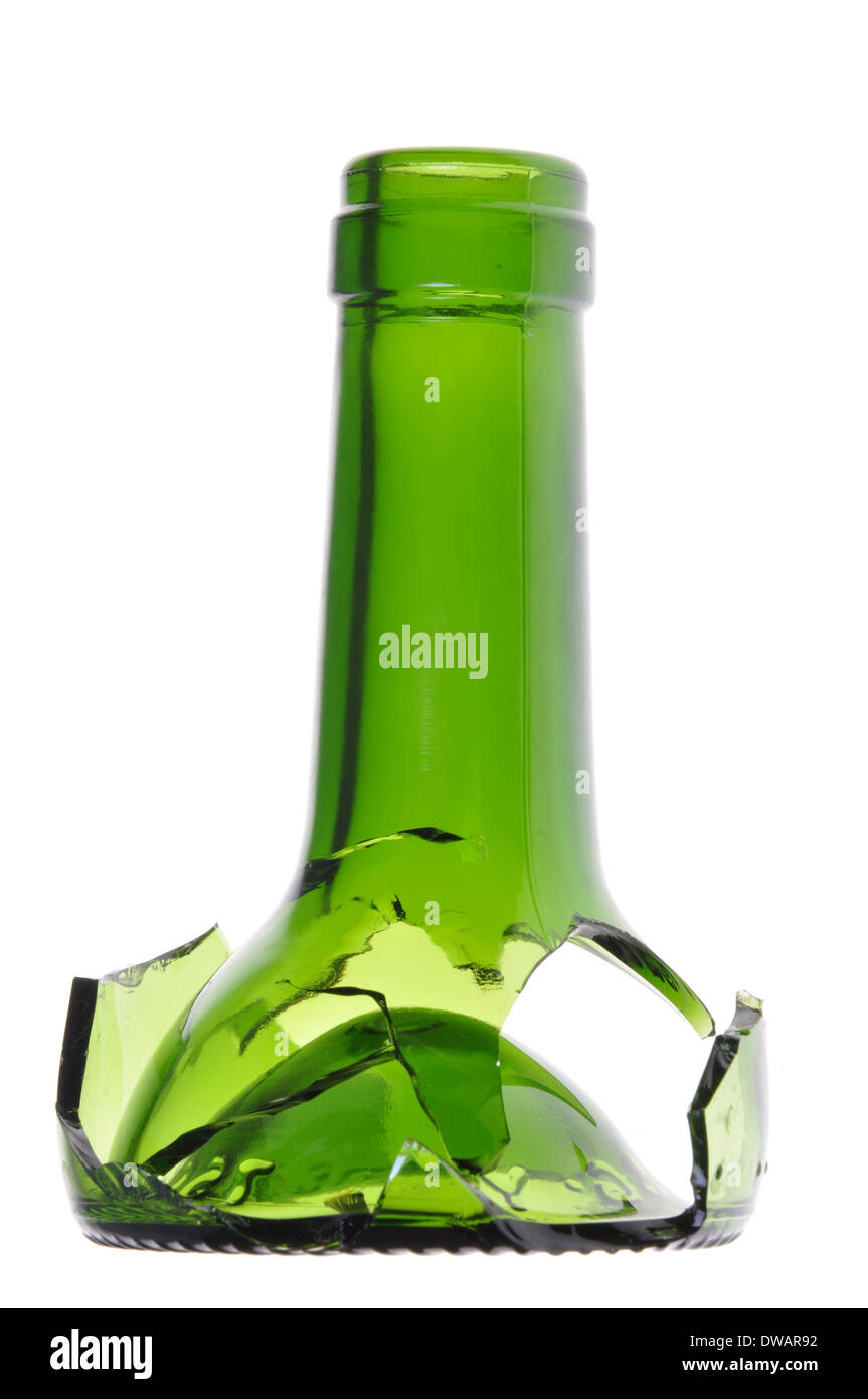 Bouteille de vin vert cassé, danger Banque D'Images