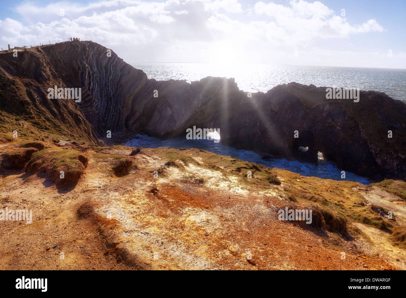 Le trou de l'escalier, Lulworth cove, Dorset, Angleterre, Royaume-Uni Banque D'Images