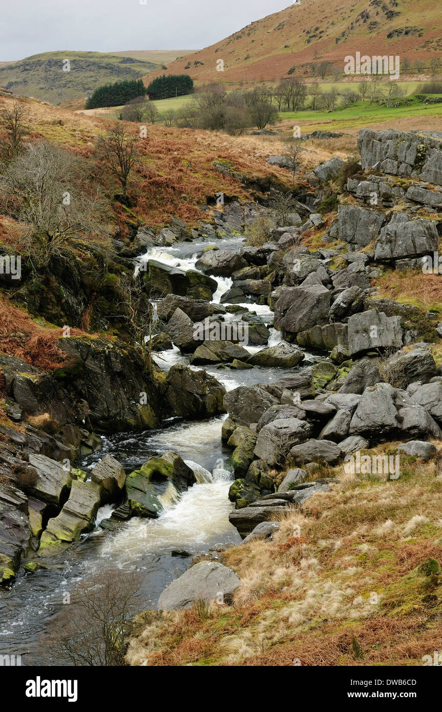 Afon Claerwen River, Elan Vallées, Powys, Wales Banque D'Images