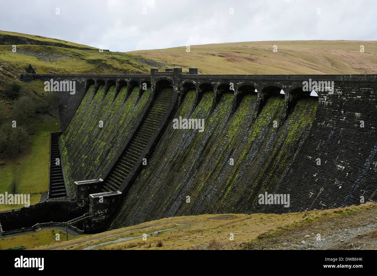 Claerwen Barrage, Elan Vallées, Powys, Wales Banque D'Images
