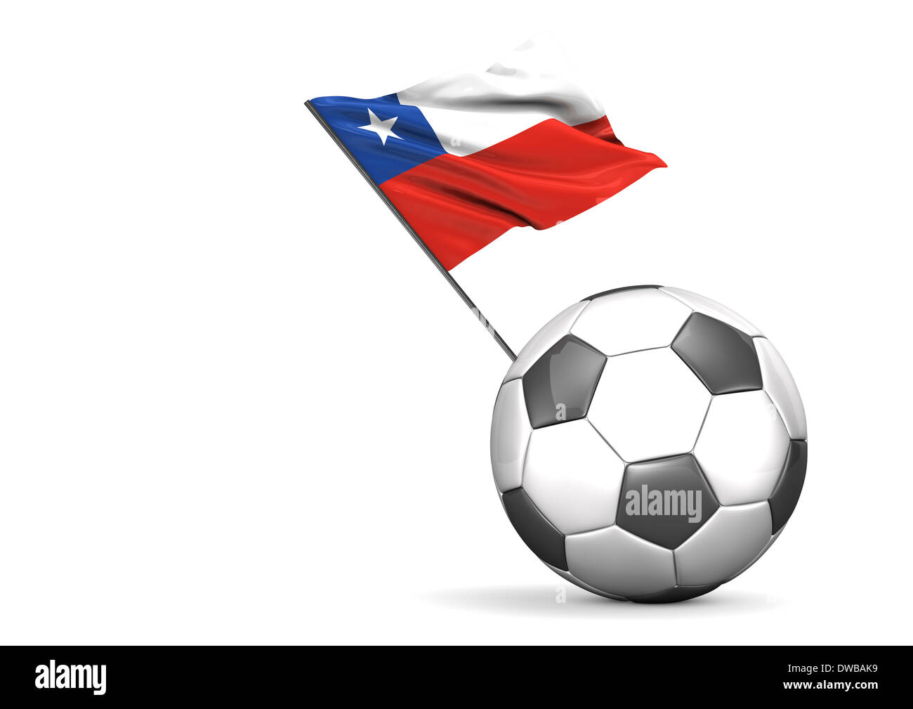 Le football avec le drapeau du Chili, 3D Rendering Banque D'Images
