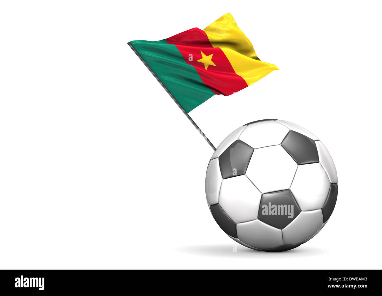 Le football avec le drapeau du Cameroun, 3D Rendering Banque D'Images