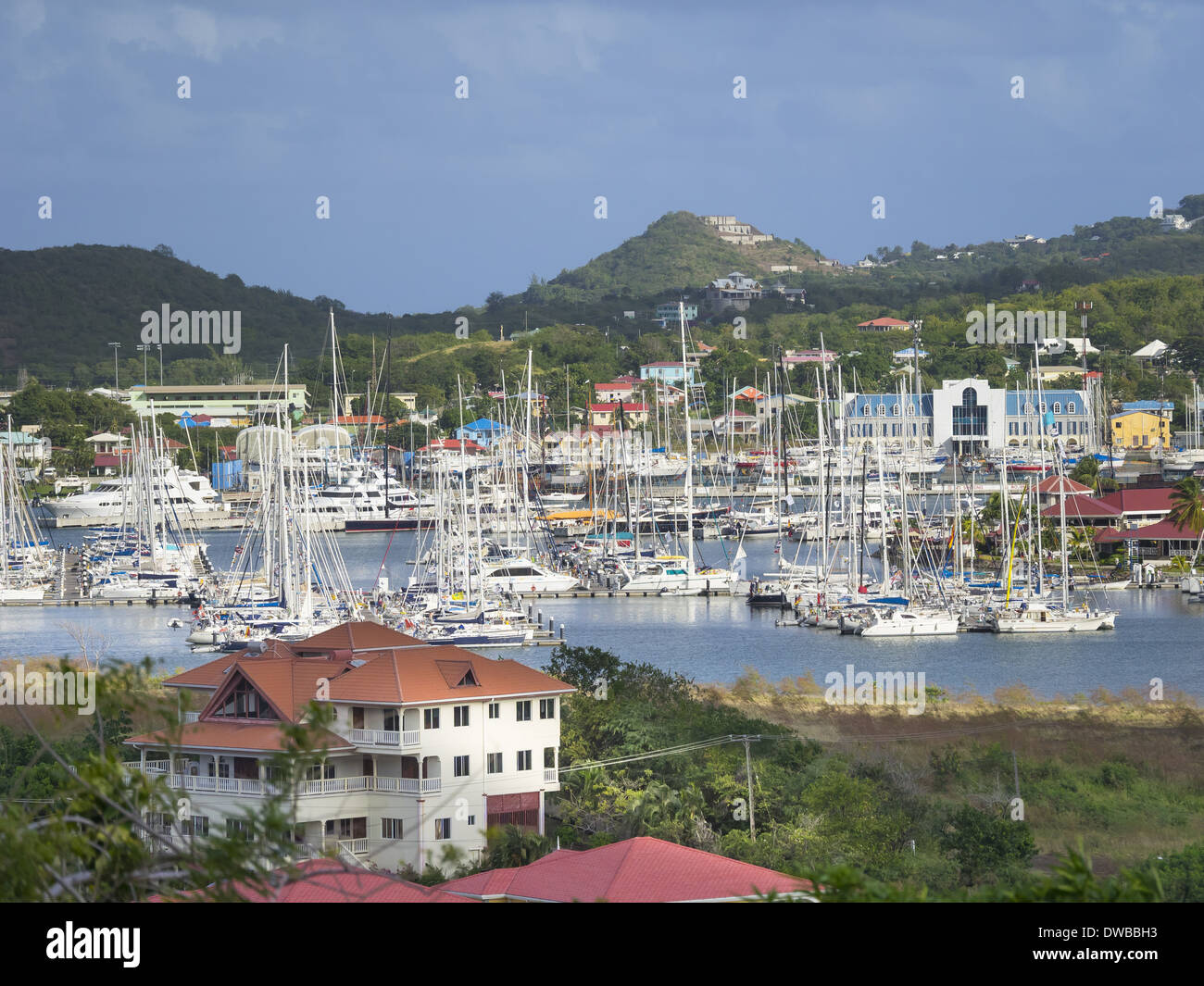 Caraïbes, Lesser Antilles, Saint Lucia, Rodney Bay Marina, Banque D'Images
