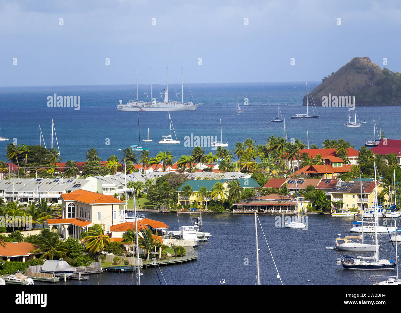 Caraïbes, Lesser Antilles, Saint Lucia, Rodney Bay Marina, Banque D'Images