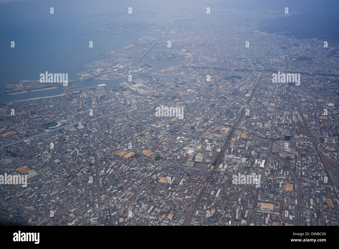 Japon, Osaka, birds eye view Banque D'Images