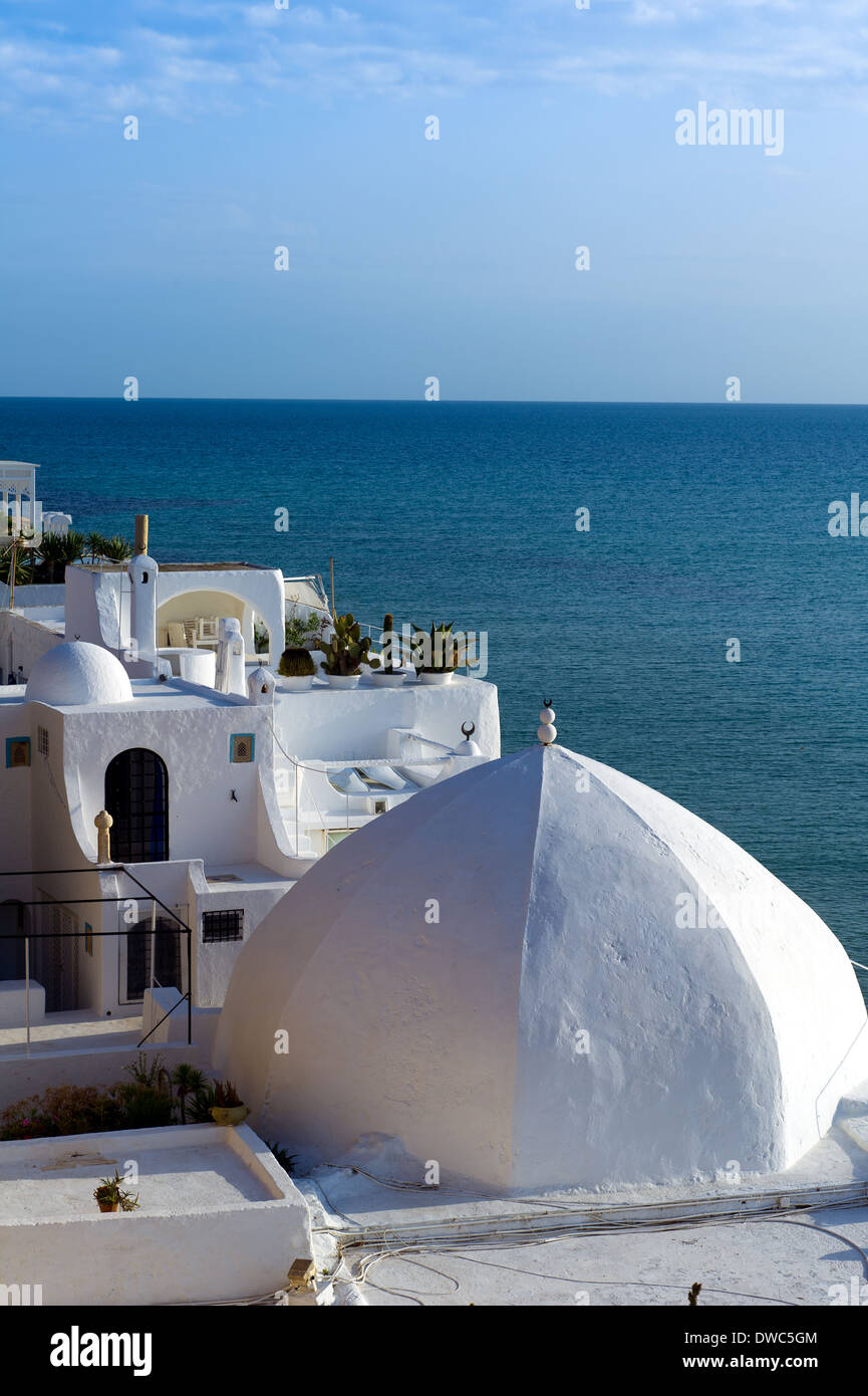 L'Afrique du Nord, Tunisie, Cap Bon, Hammamet. White toits de la médina. Banque D'Images L'Afrique du Nord, Tunisie, Cap Bon, Hammamet. White toits de la médina. Banque D'Images