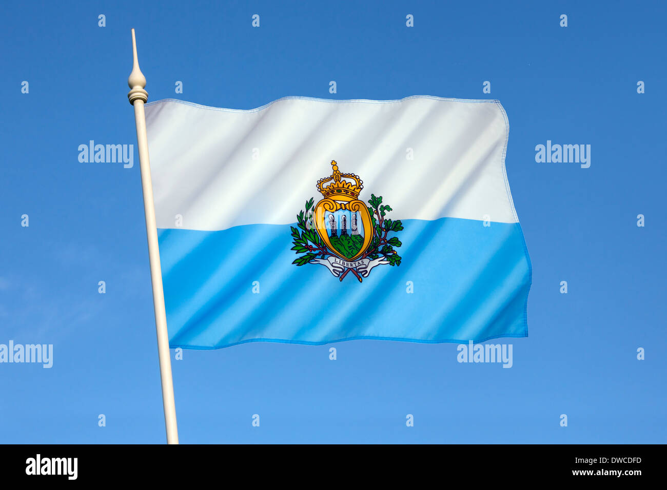 Drapeau de la République de Saint-Marin. Banque D'Images