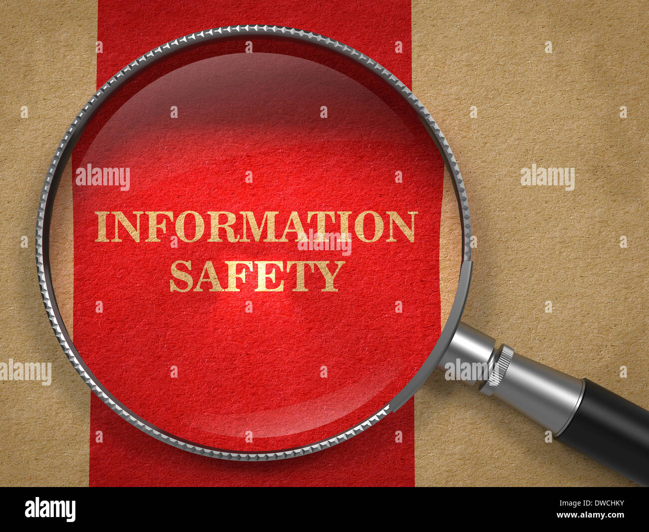 La sécurité de l'information - Loupe. Banque D'Images