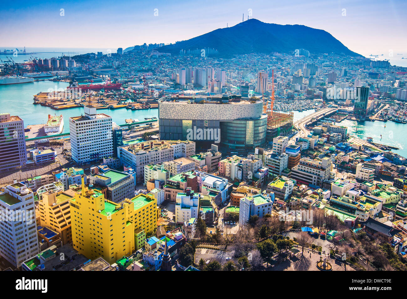 Busan, Corée du Sud à partir de la ville ci-dessus. Banque D'Images