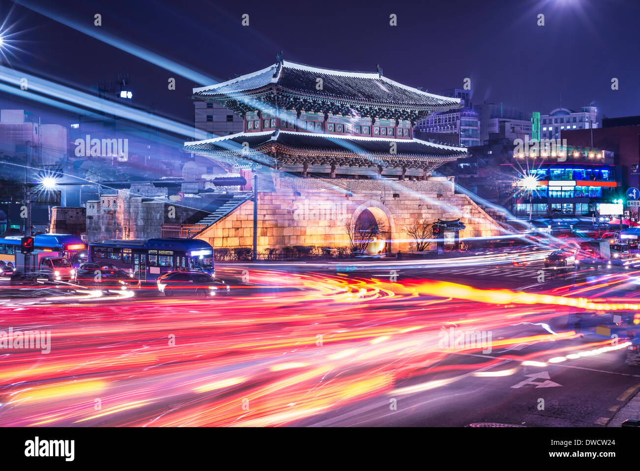 Séoul, Corée du Sud au paysage urbain porte Dongdaemun. Banque D'Images
