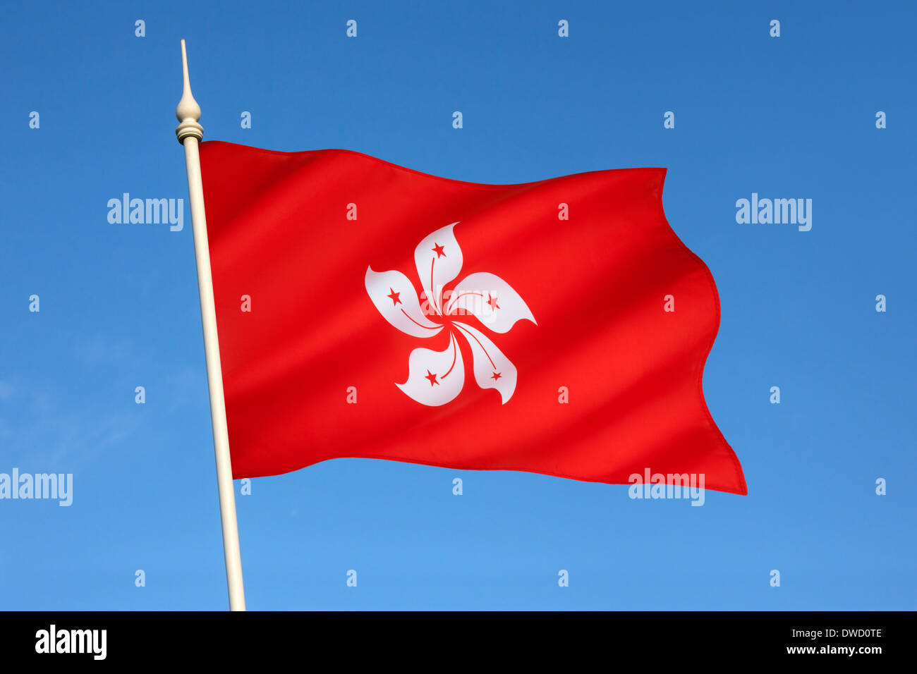 Drapeau régional de la Région administrative spéciale de Hong Kong de la République populaire de Chine. Banque D'Images