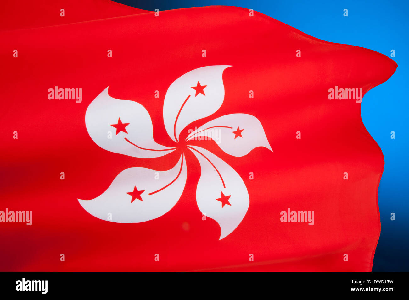 Drapeau régional de la Région administrative spéciale de Hong Kong de la République populaire de Chine. Banque D'Images