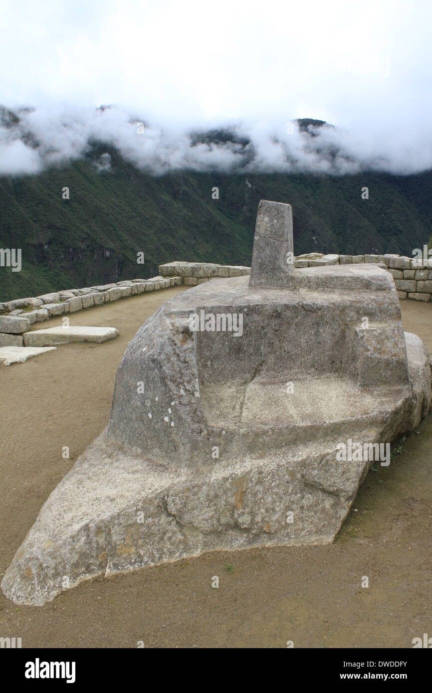 Machu Picchu Intihuatana, poste de relais du soleil Banque D'Images