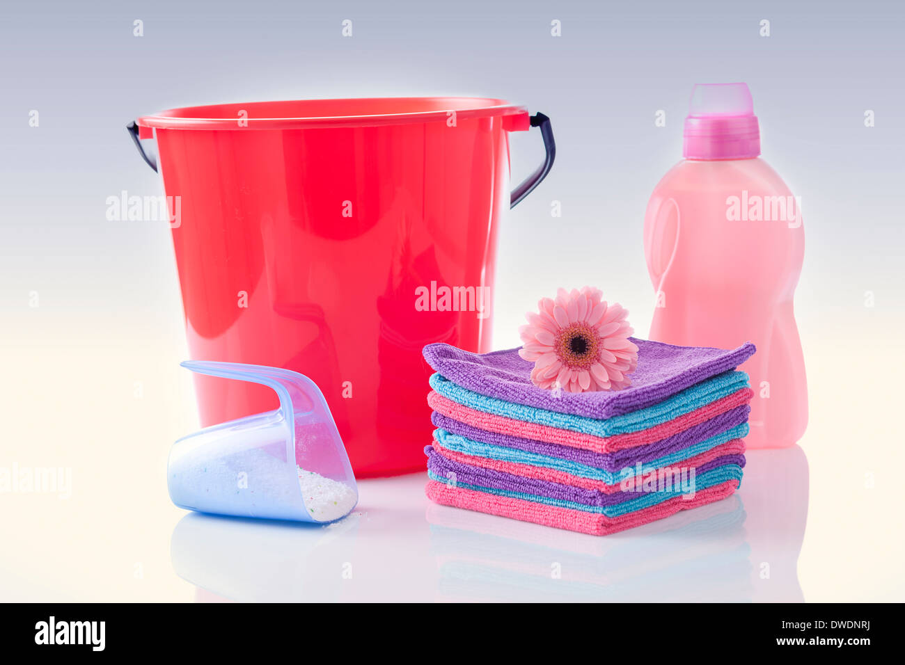 Agent de nettoyage, l'eau de javel ou d'assouplissant Banque D'Images