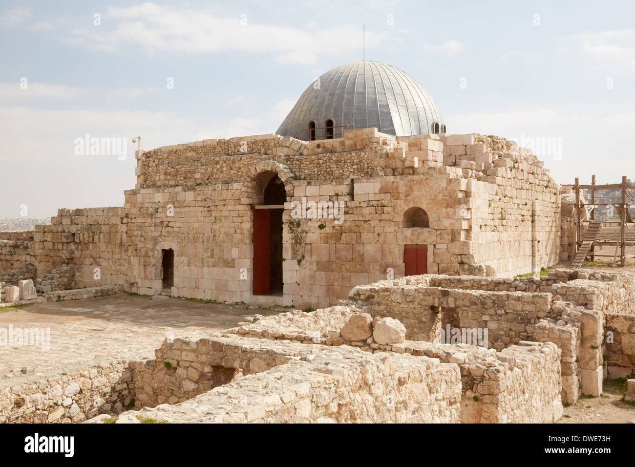 Le palais omeyyade à Jabal al-Qal'a, l'ancienne citadelle romaine à Amman, Jordanie Banque D'Images